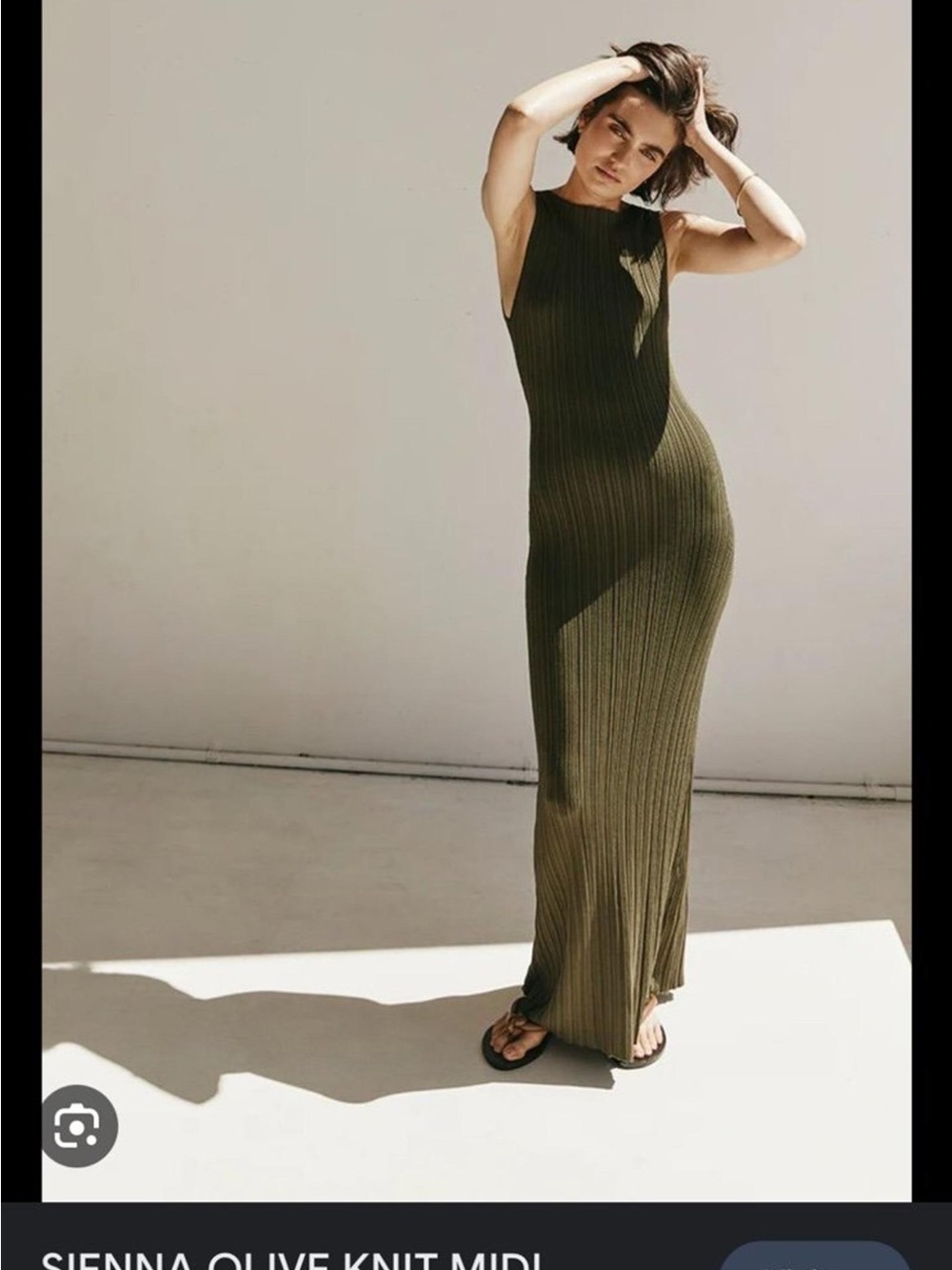 DISSH SIENNA Olive Ribbed Sleeveless Maxi Dress